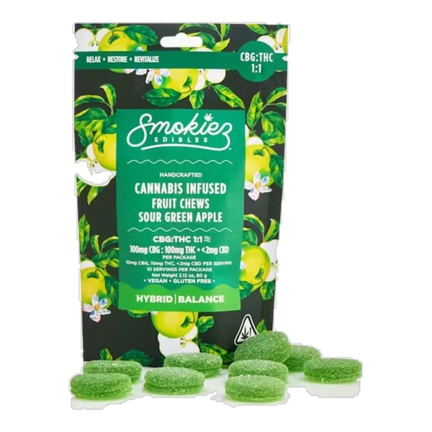 1:1 Sour Green Apple [10pk] (100mg CBG/100mg THC)