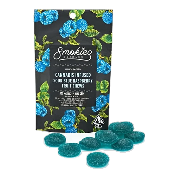 Sour Blue Raspberry Fruit Chews [10pk] (100mg) THC